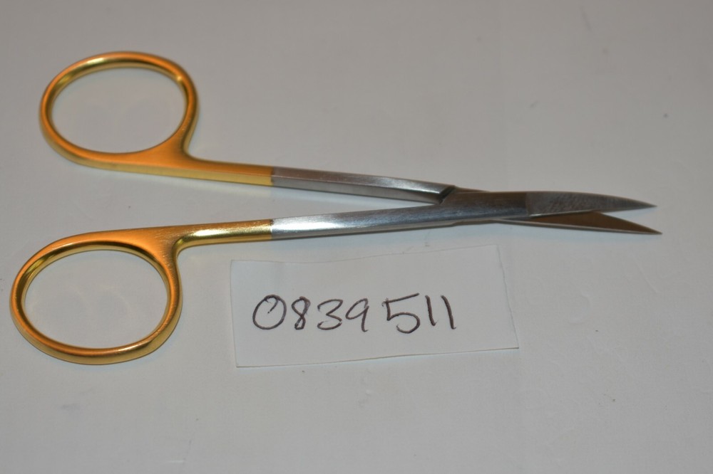 MDS 0839511 Eye Scissors 4 1/2" Curved Tungsten Carbide Tip Sharp/Sharp