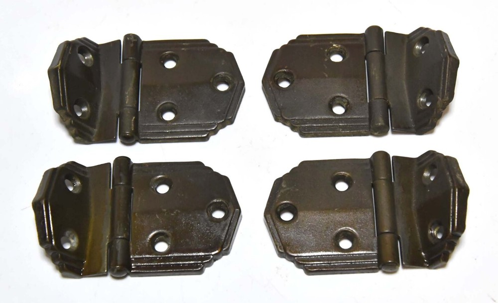 4 RETRO BRASS MCM LINEN CABINET OFFSET HINGES