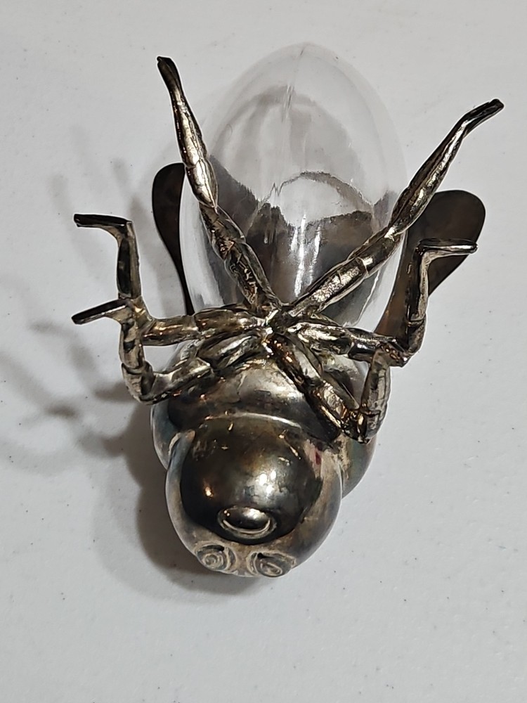 Vintage Godinger Bee Honey Pot Silver Plated Glass Honey Server