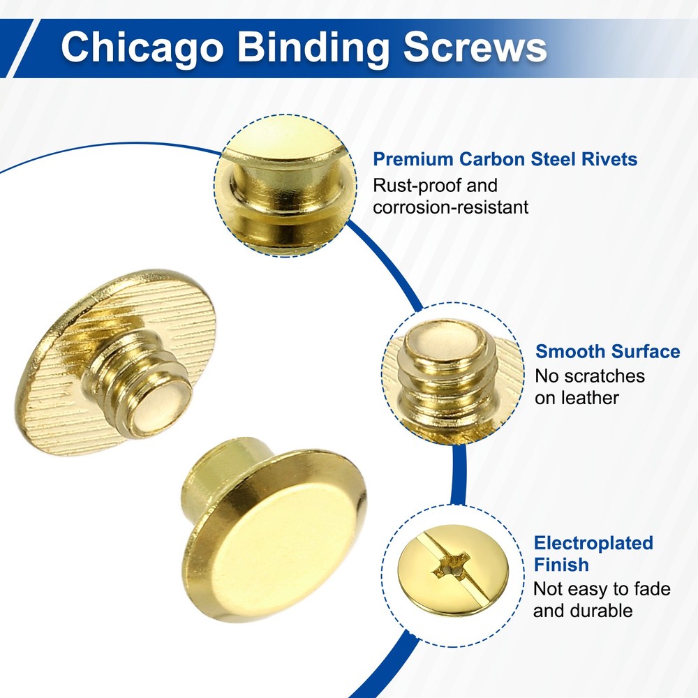 25set Phillips Chicago Screw M5x4mm Binding Post Screw, Gold