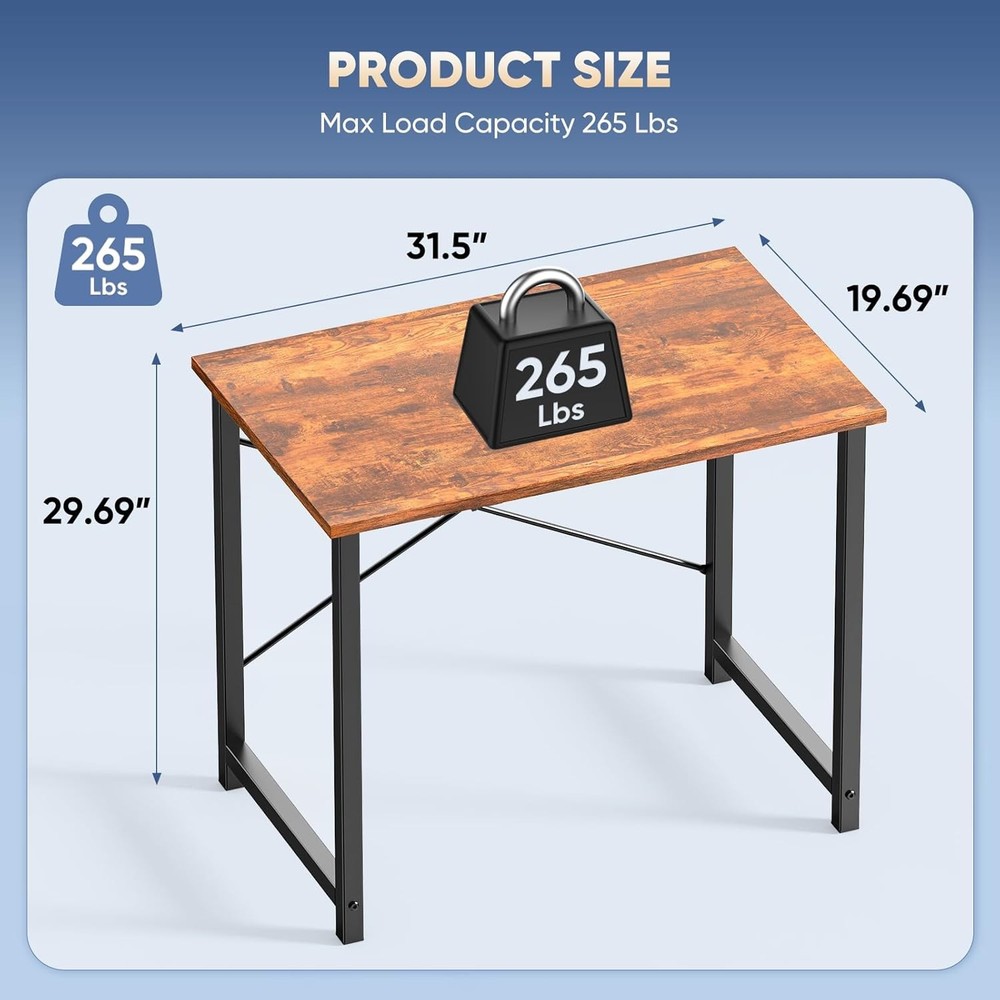 DUMOS 32 in Small Computer Desk for Home Office, Modern Study Work Table Simple