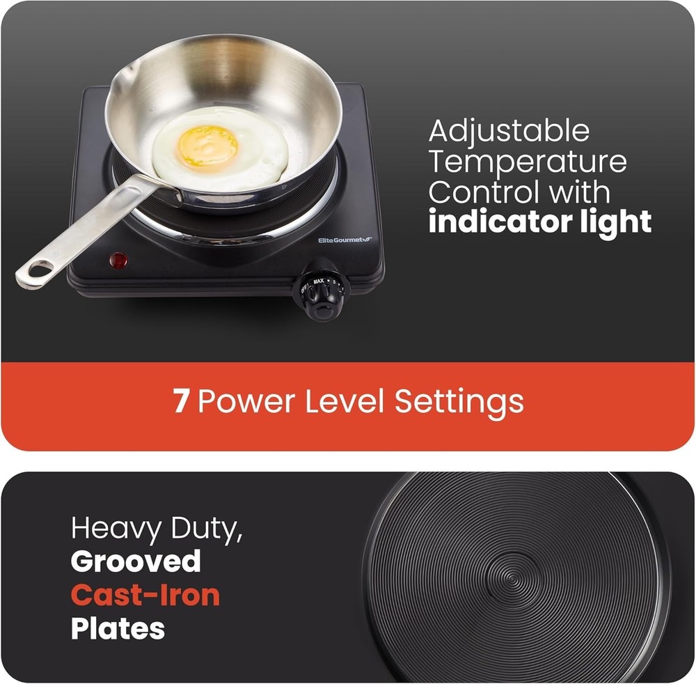 Efficient Electric Hot Plate - 1000 Watts with Adjustable Temperature Control