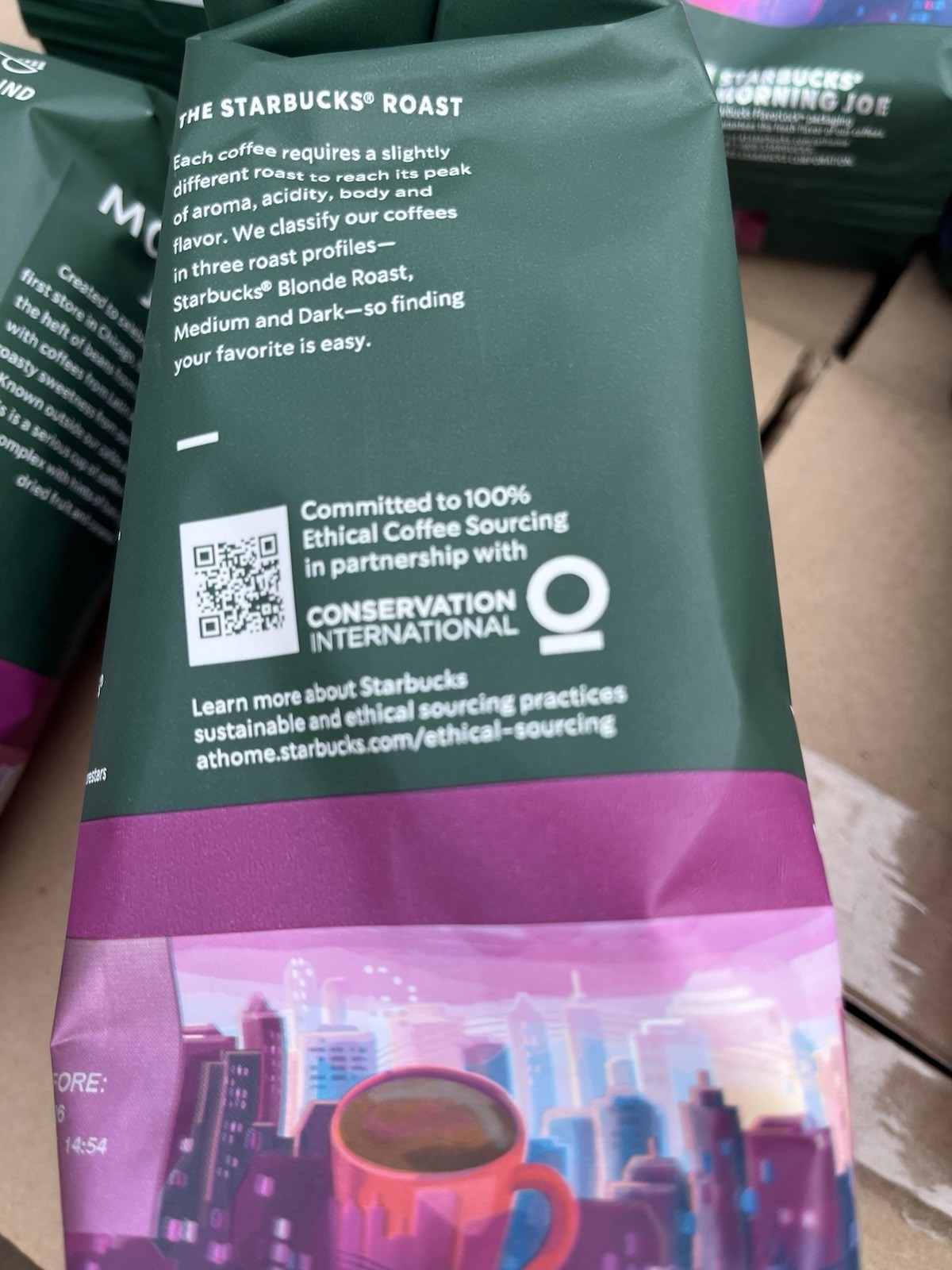 6 BAGS Starbucks Ground Coffee Dark Roast Morning Joe LOT 12oz (Total 72 oz)