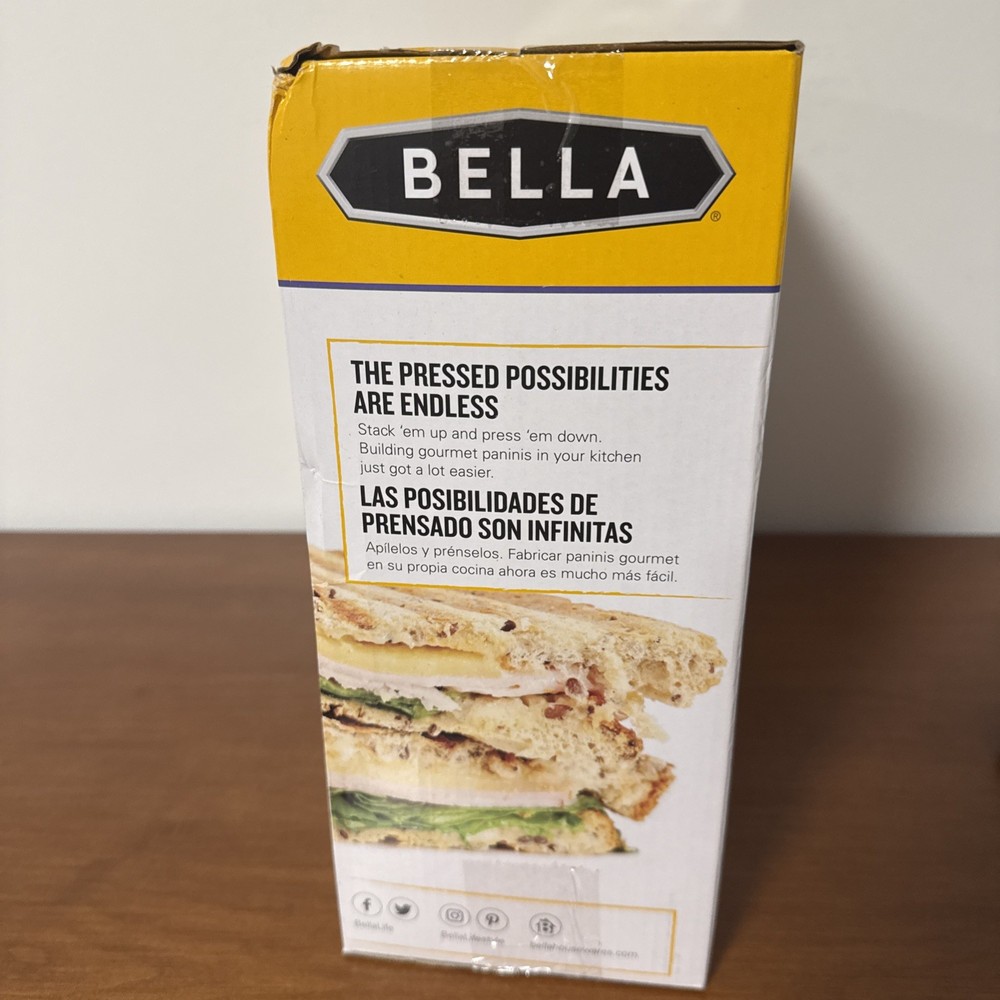 Bella Panini Grill – Adjustable Temperature - Non-Stick Plates - Floating Hinge