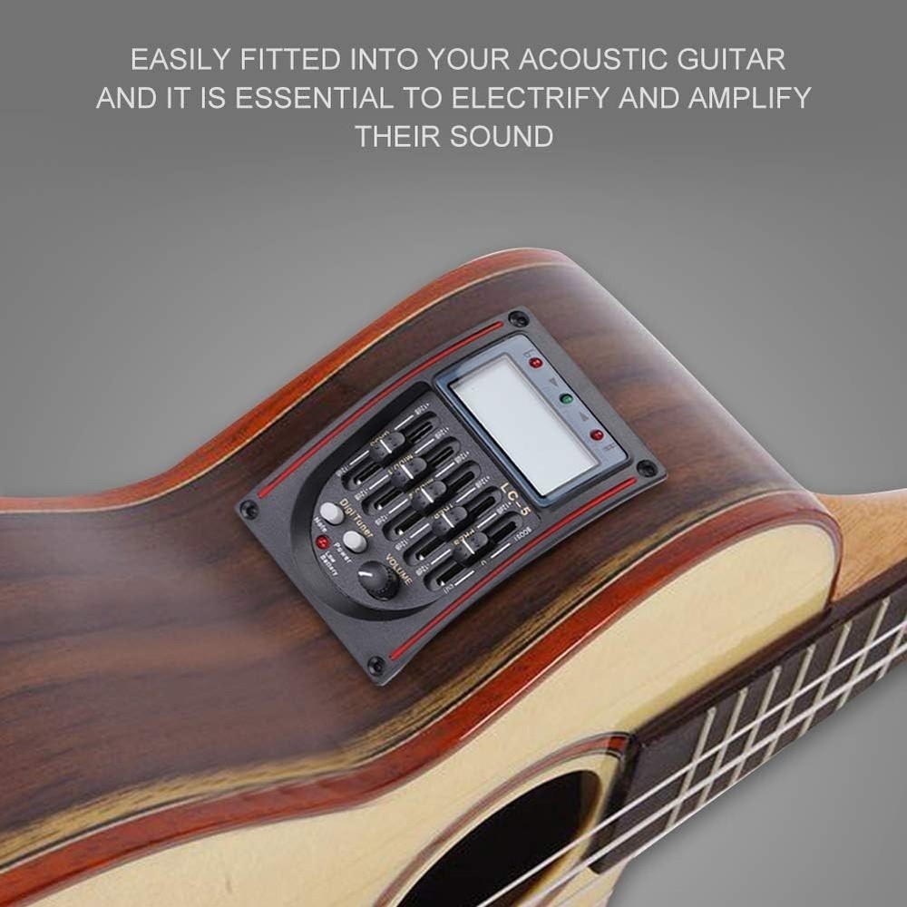 Acoustic Guitar Preamp with LCD and 5-Band Equalizer Functionality