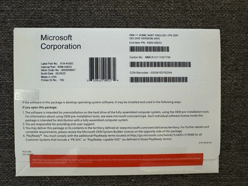 Windows 11Home DVD 64-Bit Containing the Key