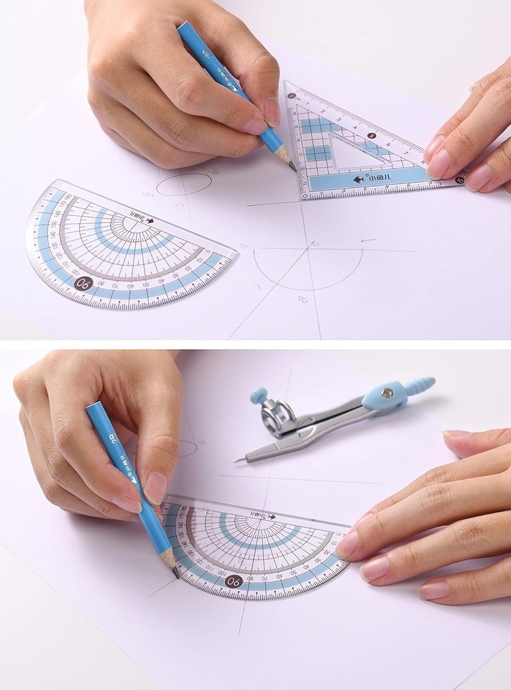 8 Pcs Compass/Math Set for Students with Shatterproof Storage Box, Geometry Set
