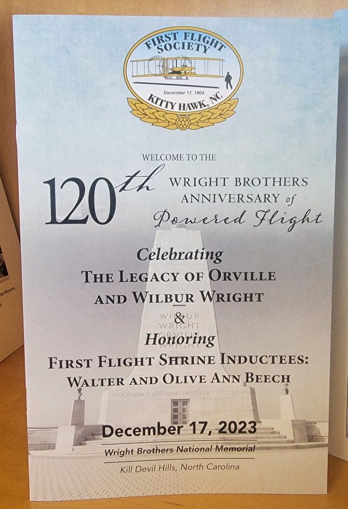 First Flight 120th Anniversary Official Program-December 17 2023 Wright Brothers