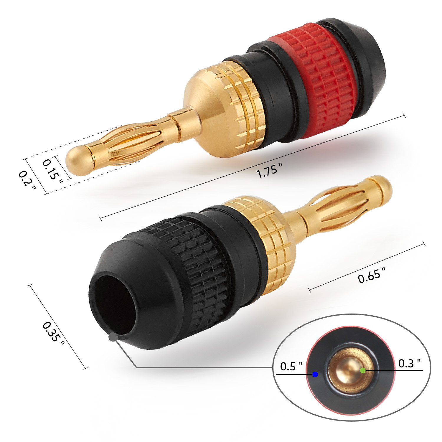 WGGE WG-008 24K Gold Safety Connector Banana Plugs (12 Pair (24 plugs))