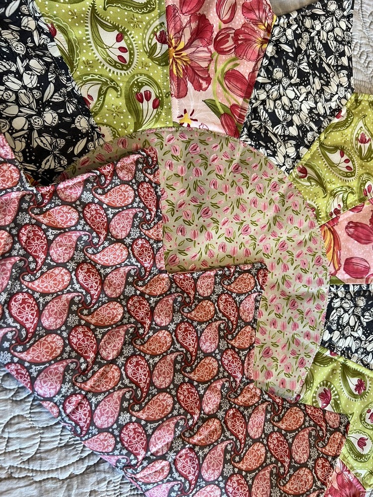 Handmade Quilted Table Runner/Topper ~ 29"  ~ Pink, Green, Grey