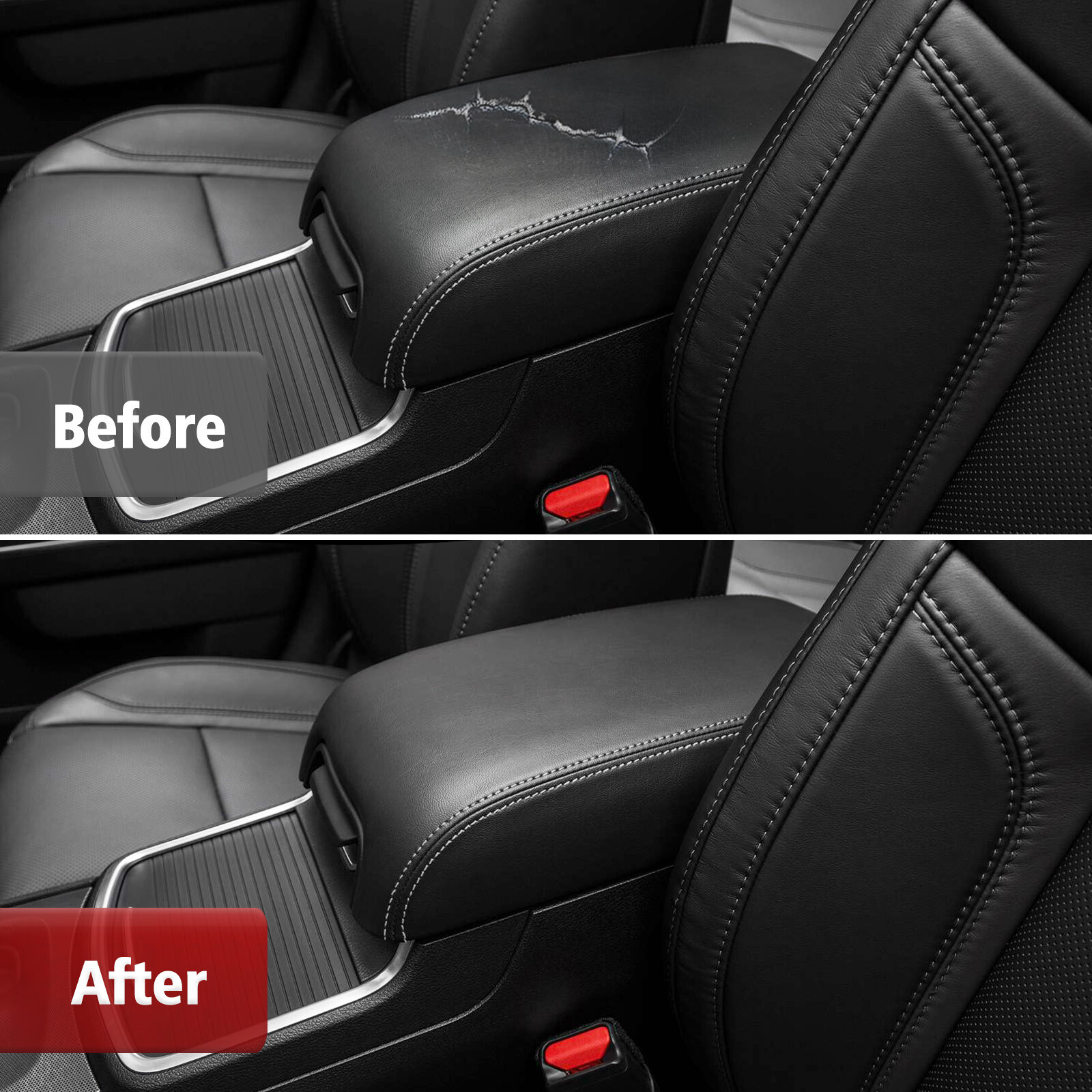 Fits 2011-2022 Chrysler 300 Leather Center Console Lid Armrest Cover Gray Stitch