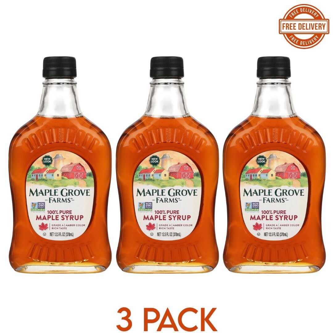 Maple Grove Farms Pure Maple Syrup, 12.5 Oz, 3 Pack