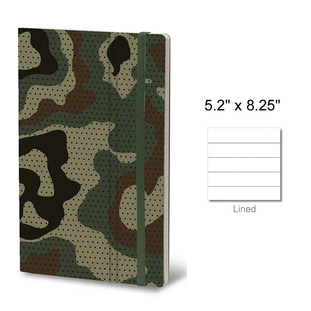 Stifflex Camouflage Series Notebook, A5-5.2"x8.25" Lined, Oliv