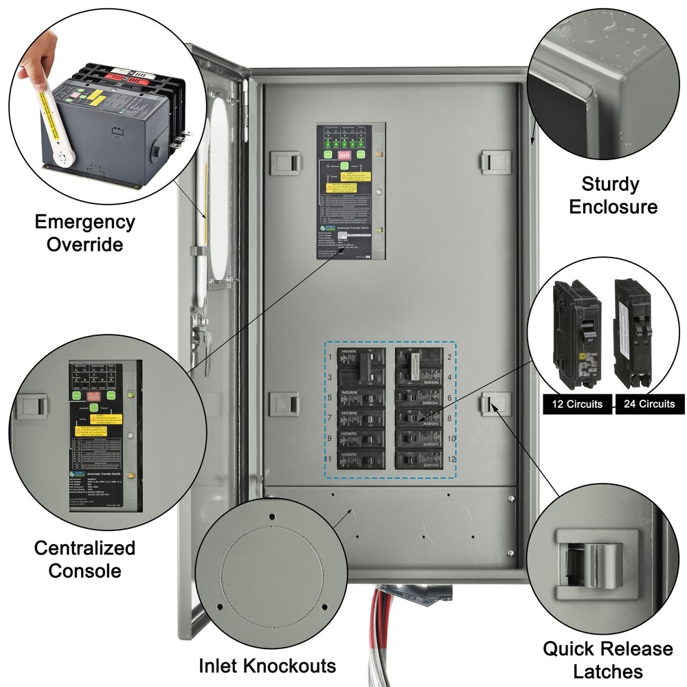 Nature's Generator Pre-Wired 120V/240V 50A 12 Circuits Automatic Transfer Switch