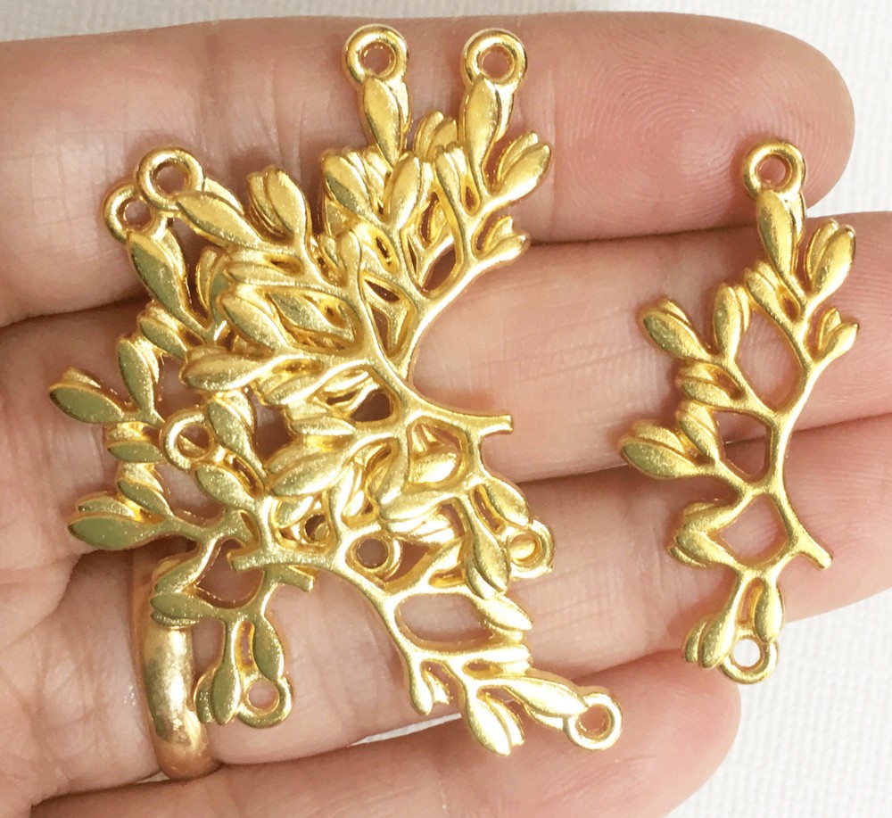6 pcs leaf branch connector with 2 loops, available 2 colors