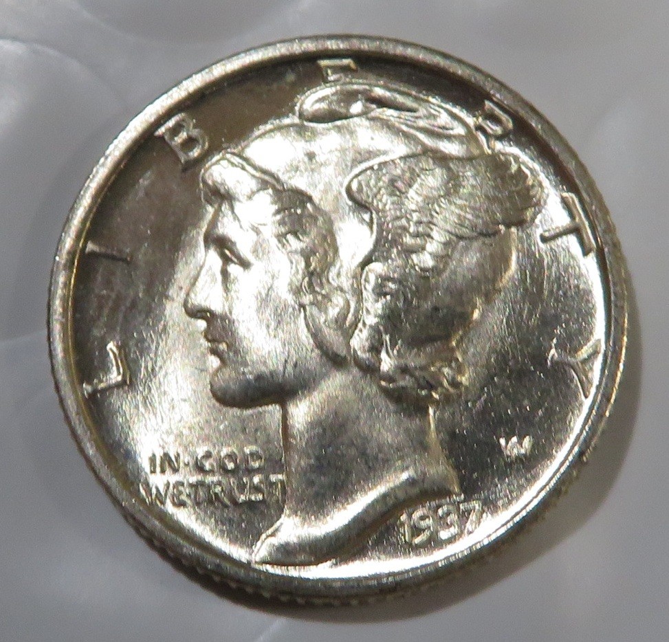 1937 D Mercury Dime - GEM BU - FSB