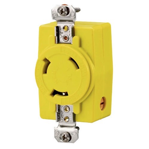 Hubbell Wiring Hbl328Dcr 30A 28V Dc Locking Receptacle Yellow
