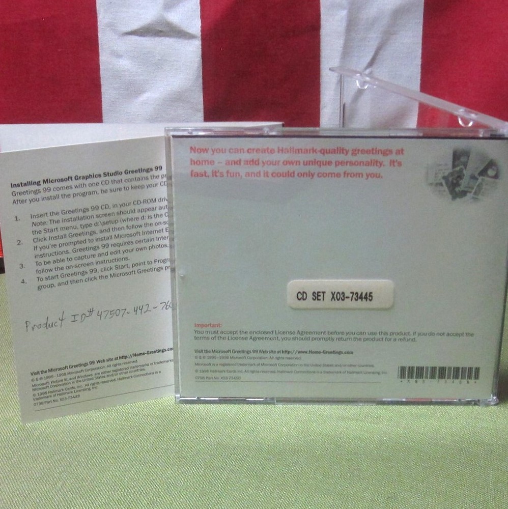 HALLMARK CARDS Greetings 99 Microsoft Graphics Studio CD-ROM Windows 95/98