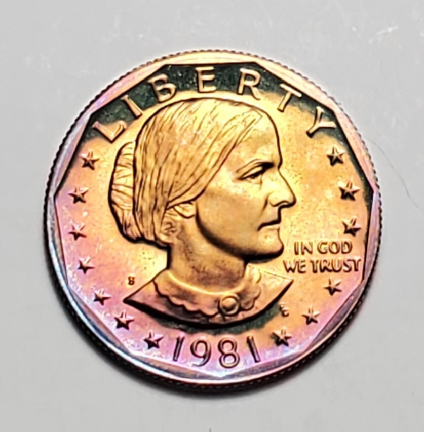 TONED 1981 S SUSAN B ANTHONY SBA DOLLAR PROOF UNC #C3219