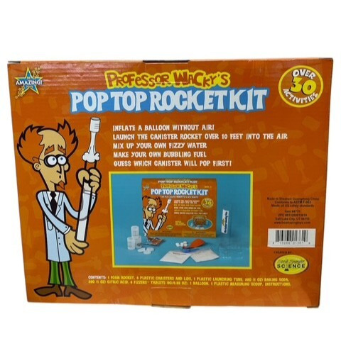 Professor Wacky's Pop Top Rocket Kit Science Fair Experiment Educational Learn