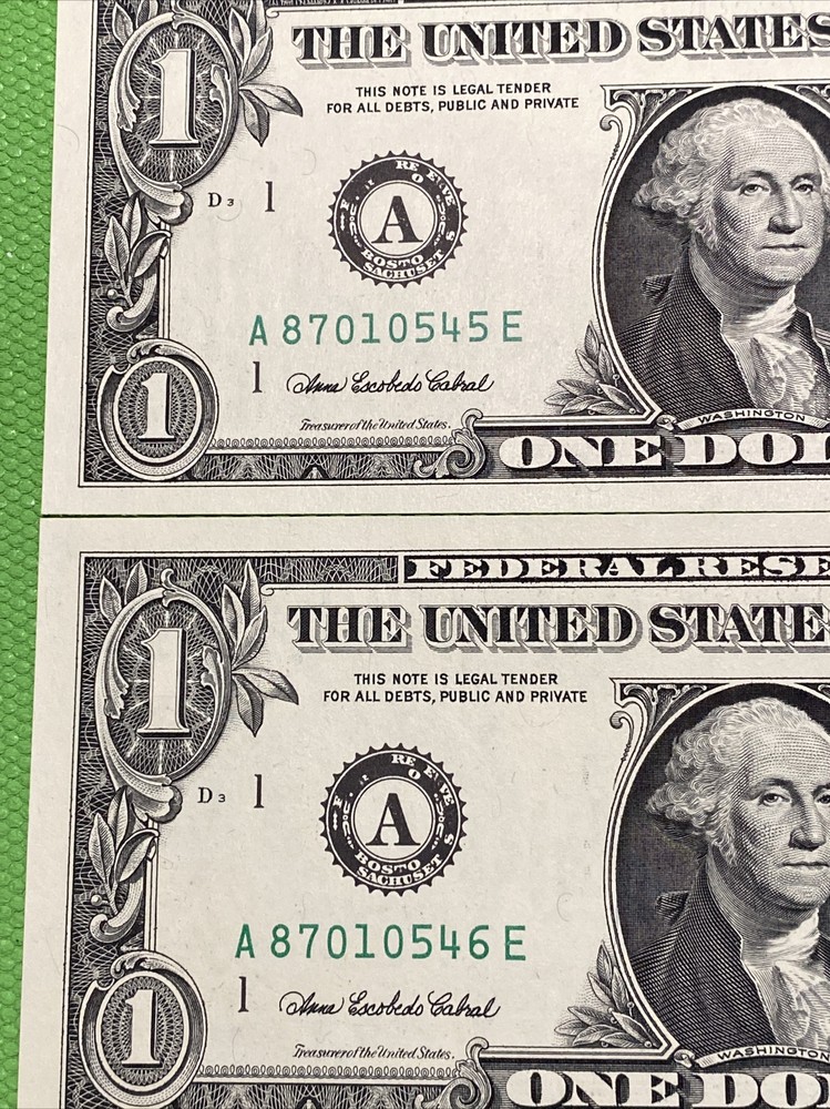 ERROR 2  Consecutive 2006 $1 DOLLAR HEAVY OVER INKING PRINTING ON NUMBER RARE！！！