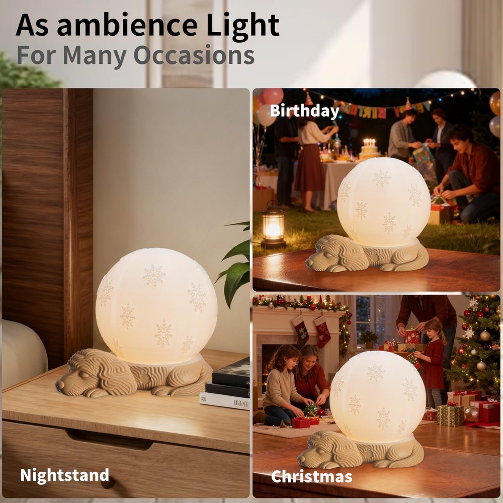 Cute Dog Bedside Lamp - Touch Control, 3 Colors, Rotatable Table Lamp