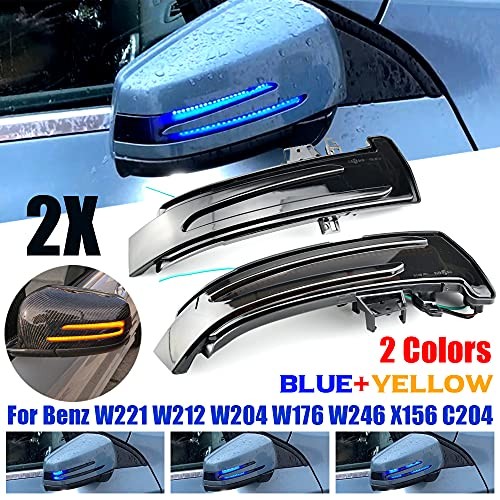 2pcs Dynamic Sequential Blink Compatible with Be-nz W204 CLA A B C Blue+Yellow