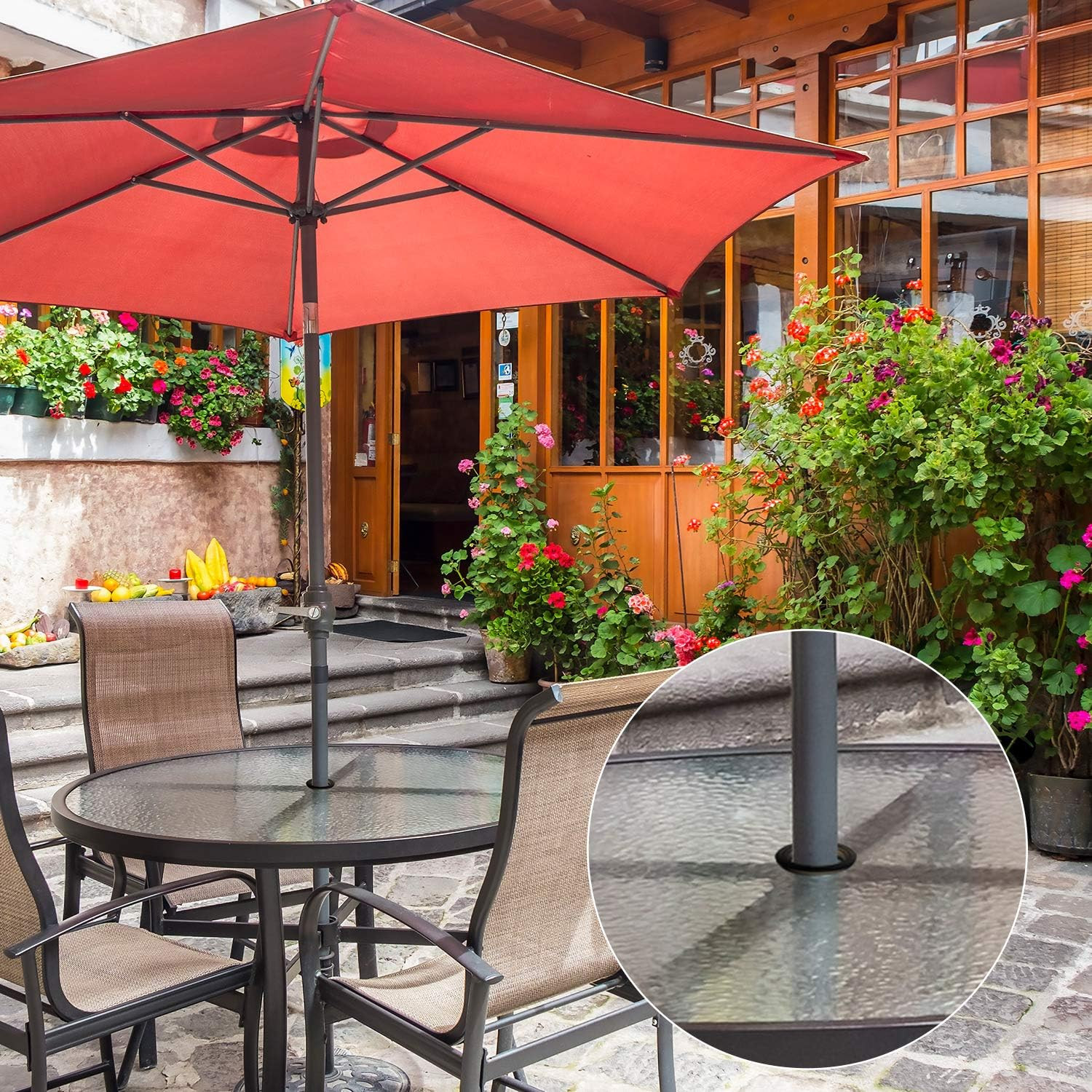 4 Pieces Silicone Patio Table Umbrella Hole Ring Plug and Cap Set for Glass Outd