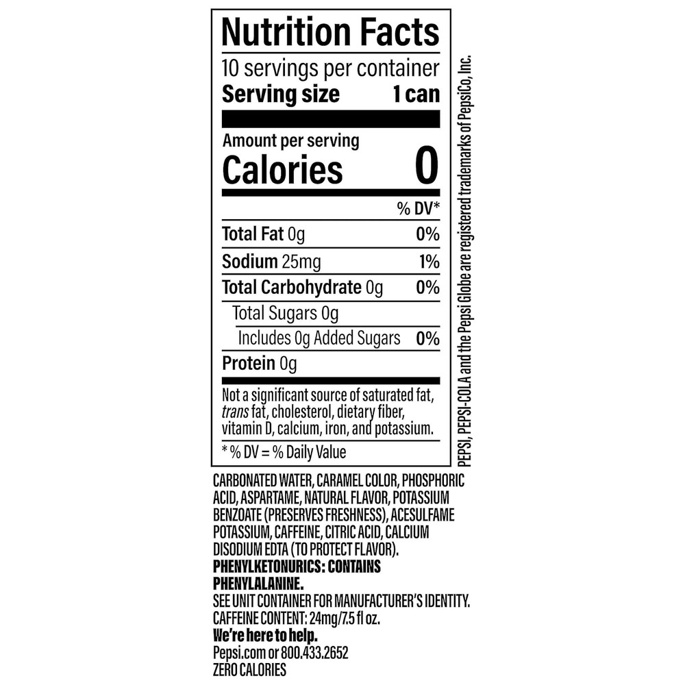 Zero Sugar Cola Soda Pop, 7.5 Ounce Mini Cans, (10 Pack)