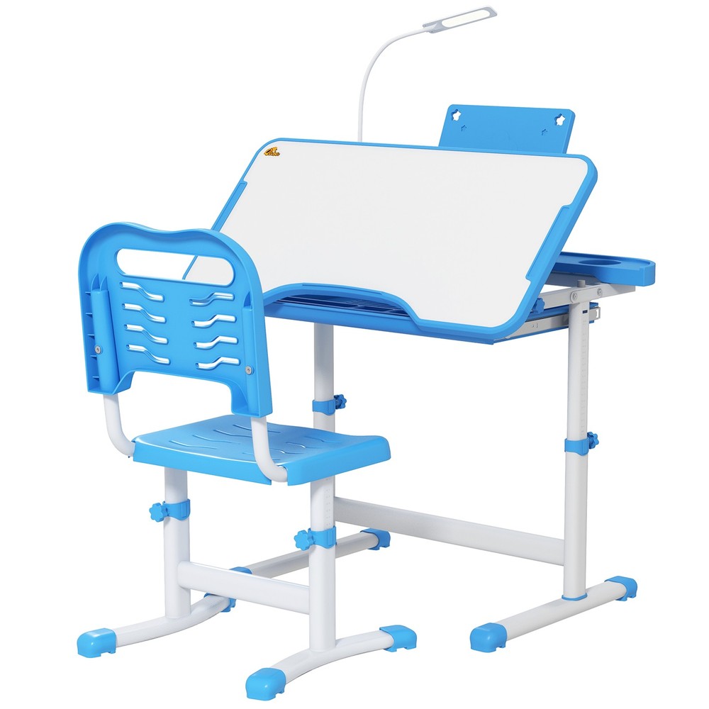 Multi-Function Kids Desk & Chair Set Height Adjustable School Study Table, Pink