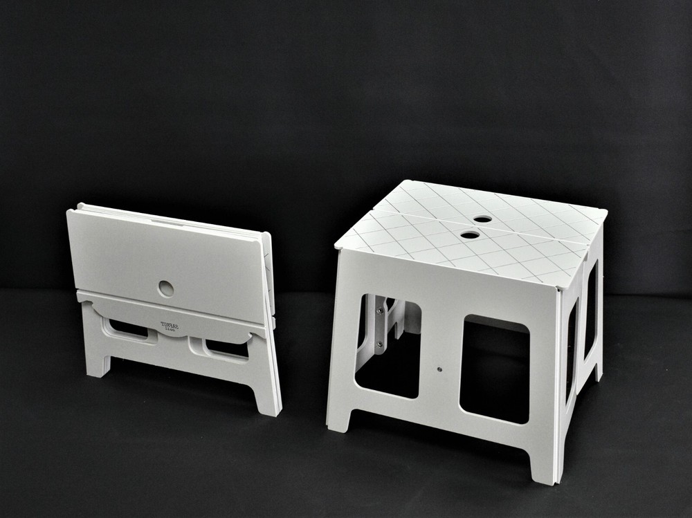 Padded portable Mini-Stool 10"/25 cm. Flat-folding compact lightweight seat/step