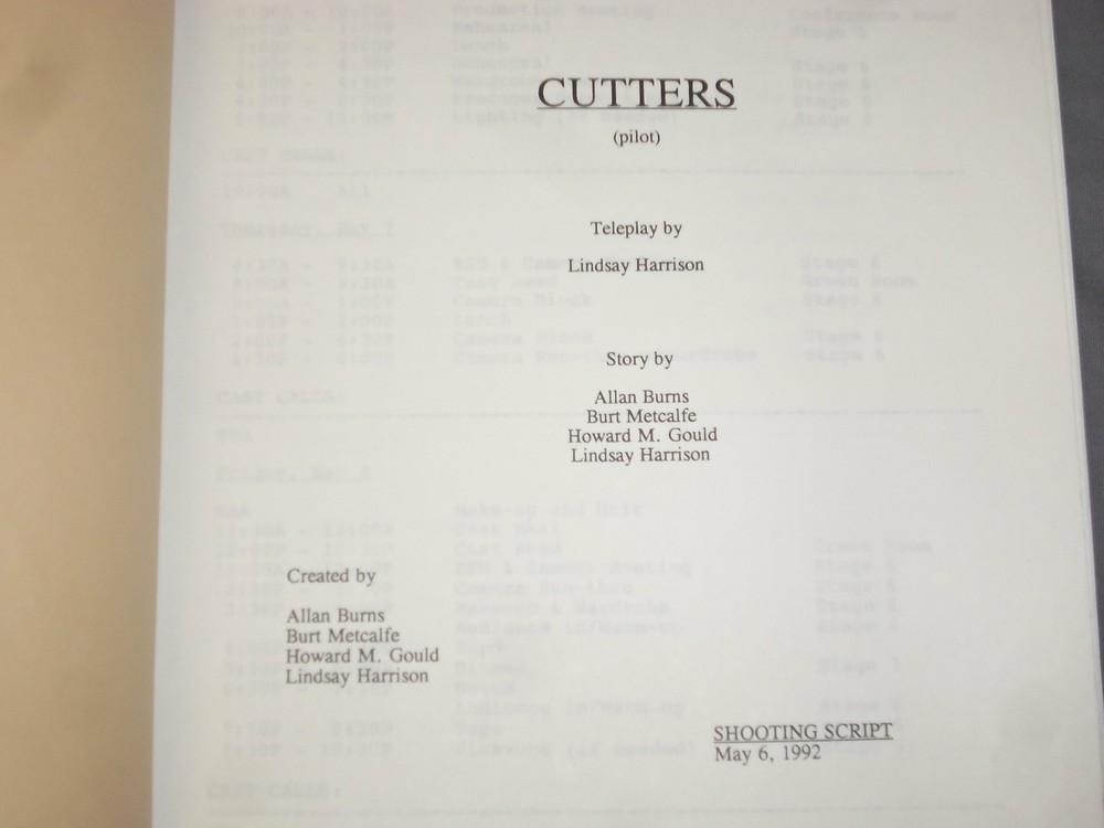 1992 CUTTERS TELEVISION SCRIPTS - PILOT SCRIPTS - LOT OF 2 - O 3099