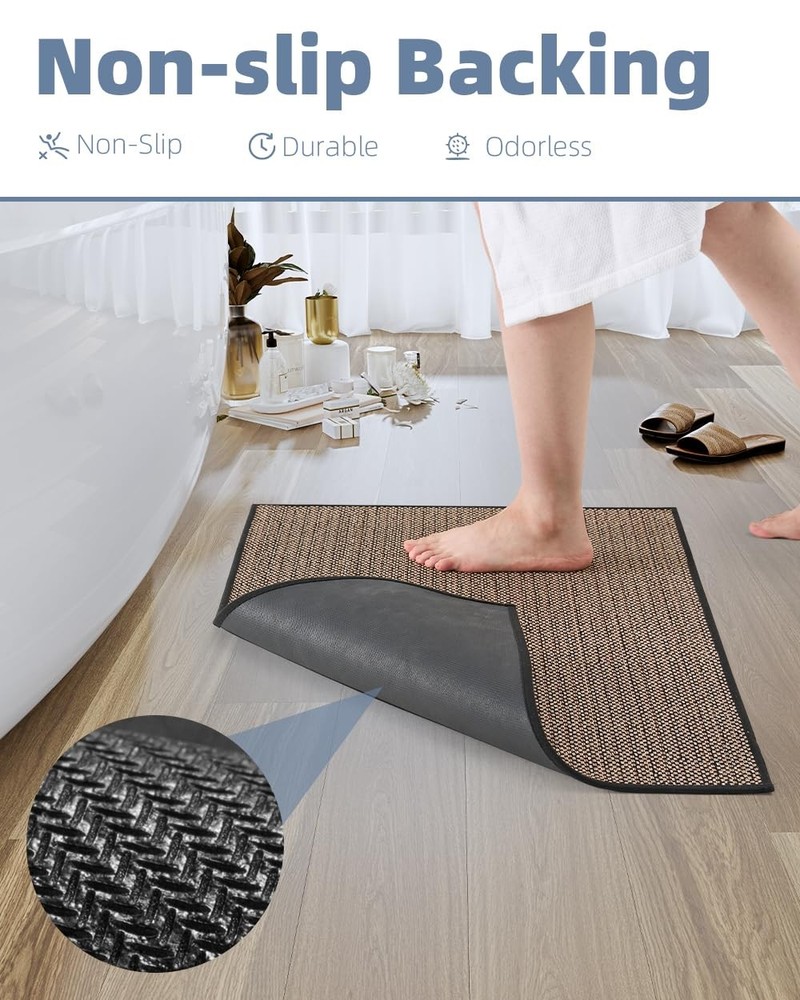 PADOOR Non-Slip Bath-Mats, Rubber-Backing 20''x32'' Rectangular, Black