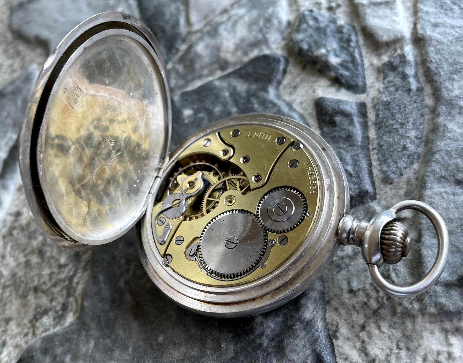 ✩ Antique ZENITH [ Silver 84 / 0.875 ] old pocket watch