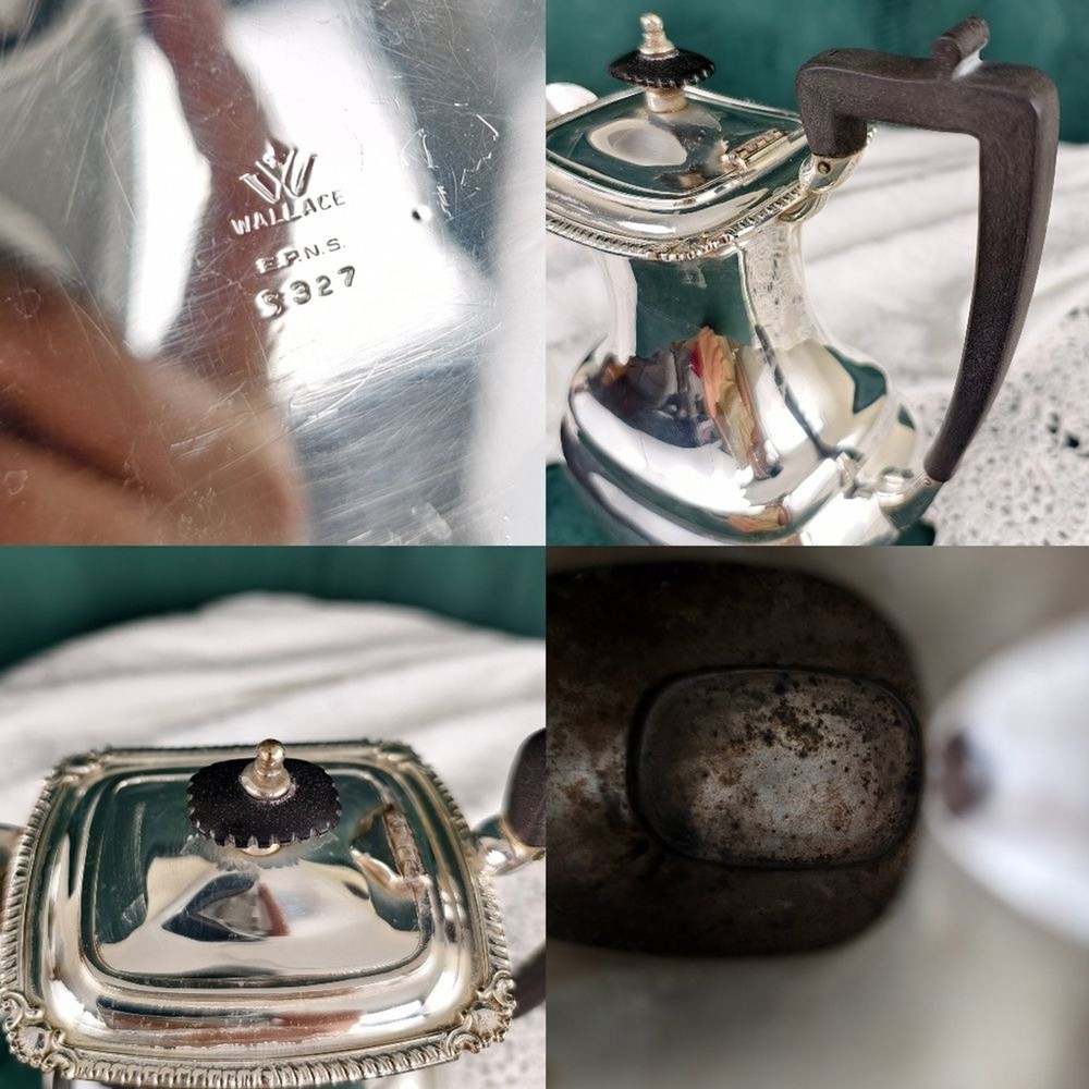 Vintage Rectangular Wallace Silver Plated Tea Set