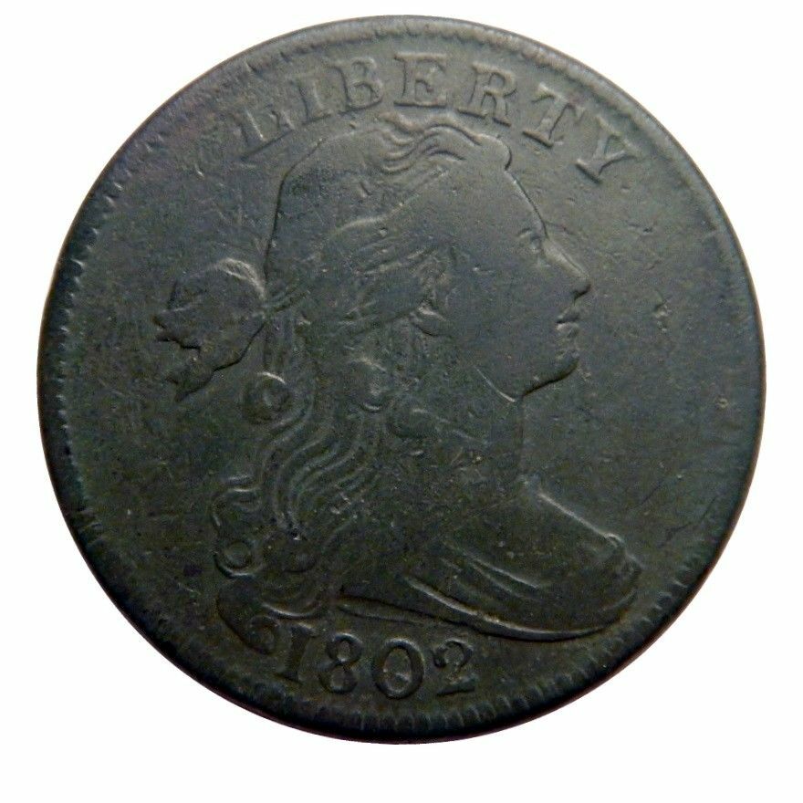Large cent/penny 1802 Sheldon 241 stemless mid grade original