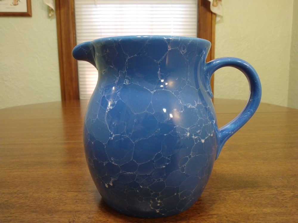 Lillian Vernon Ceramic Blue Pitcher Juice Pitcher