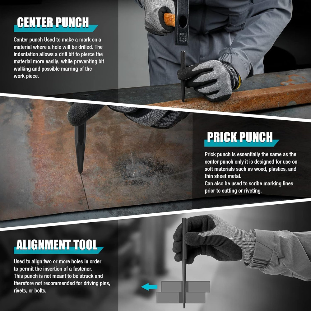 14 Pc Punch Chisel and Alignment Tool Set with Rolling Pouch