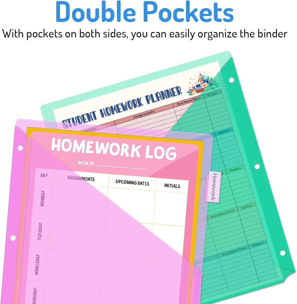 Multicolor 2-Pocket Binder Dividers, 48 Count