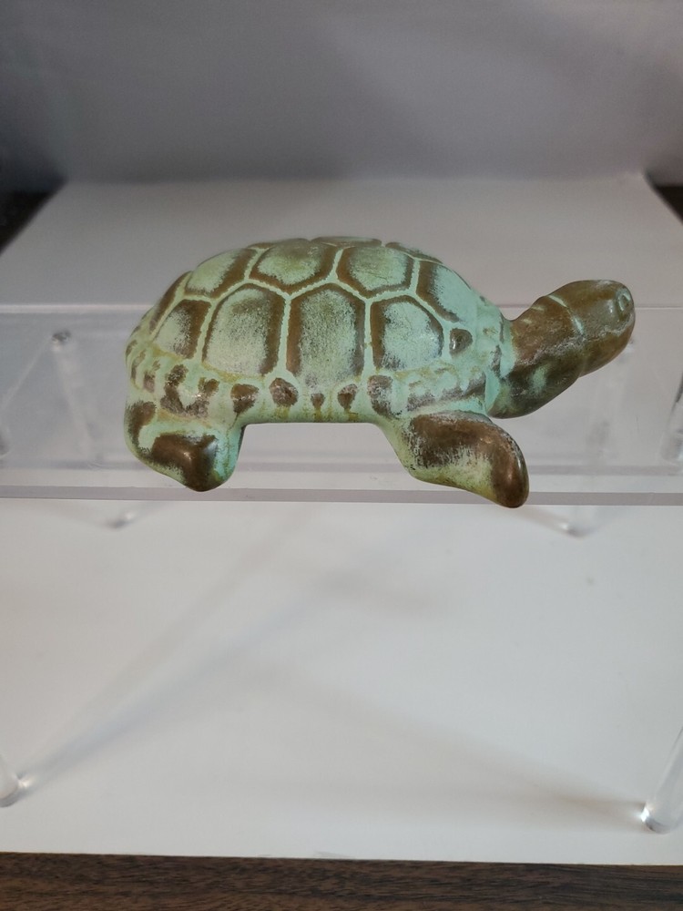 Vintage Stone Carved Turtle Figurine Rustic Look 5"