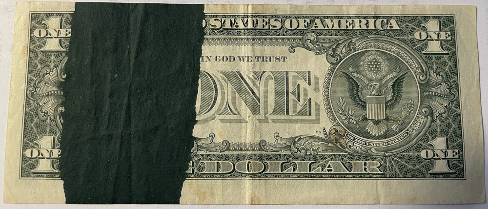 1995 $1 FRN NOTE B Series MAJOR INK SMEAR ERROR CUTTING ERROR