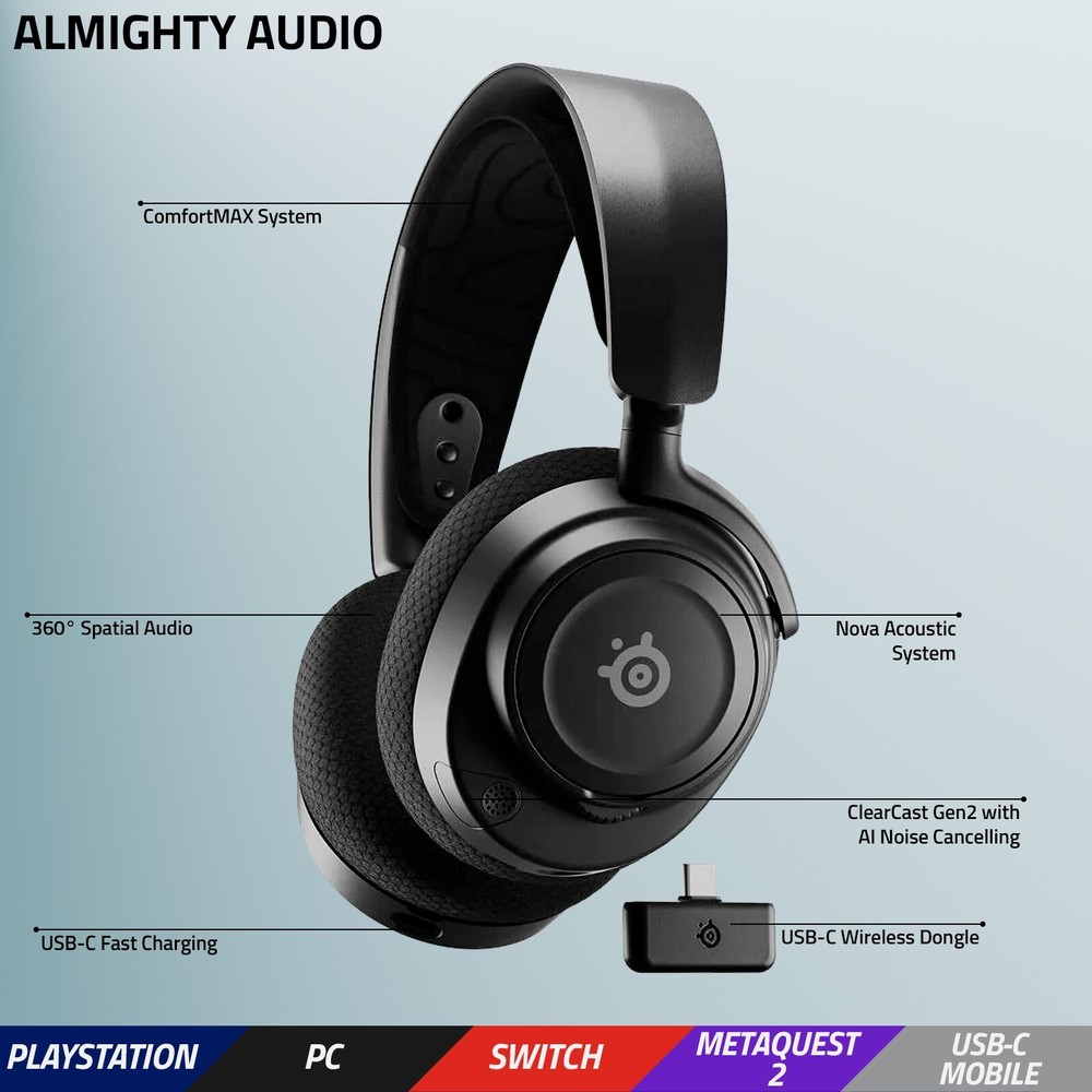 SteelSeries Arctis Nova 7 Wireless Gaming Headset For PC/ MAC/BT/PS4/PS5/Switch