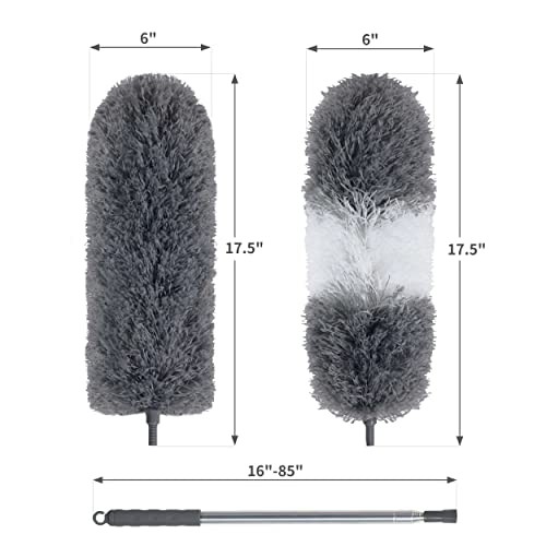 Microfiber Feather Duster with 100 Inches Extendable Pole, 2 Pack 2 Pcs