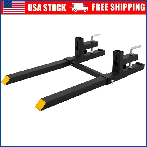 4000Lbs 60" Tractor Clamp On Pallet Forks Bucket Quick Attach W/ Stabilizer Bar