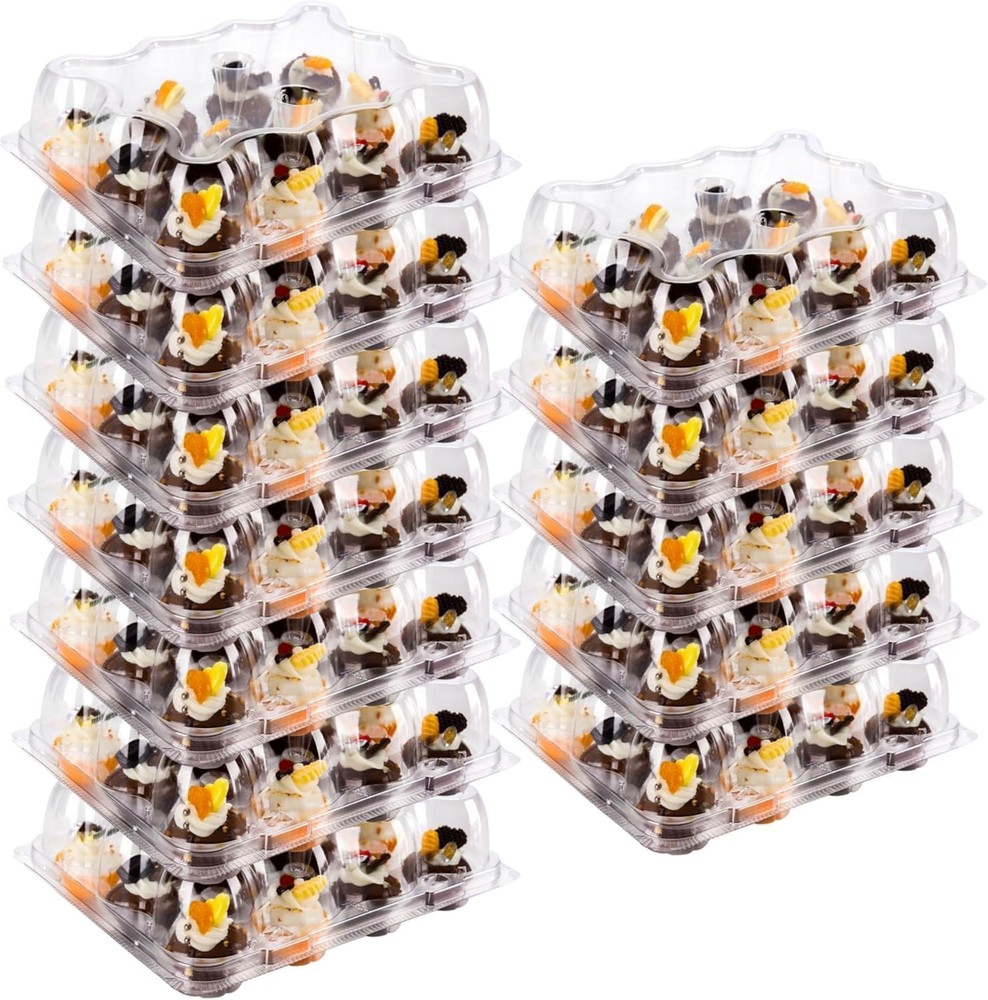 12 Count Mini Cupcake Containers 30 Pack Cupcake Holder with Detachable Tall ...
