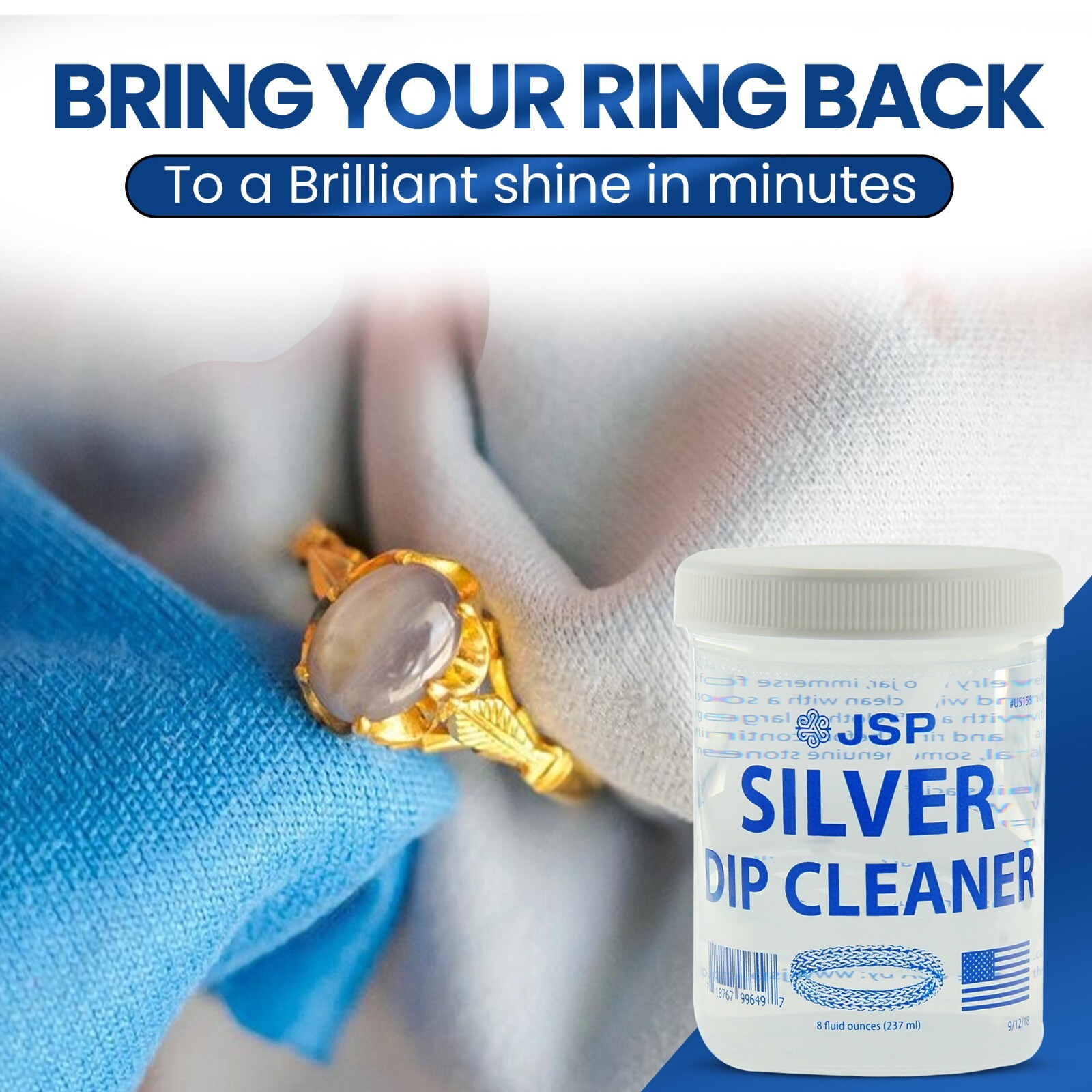 JSP Silver Jewelry Dip Cleaner Solution Rings Precious Metals Bracelets Necklace