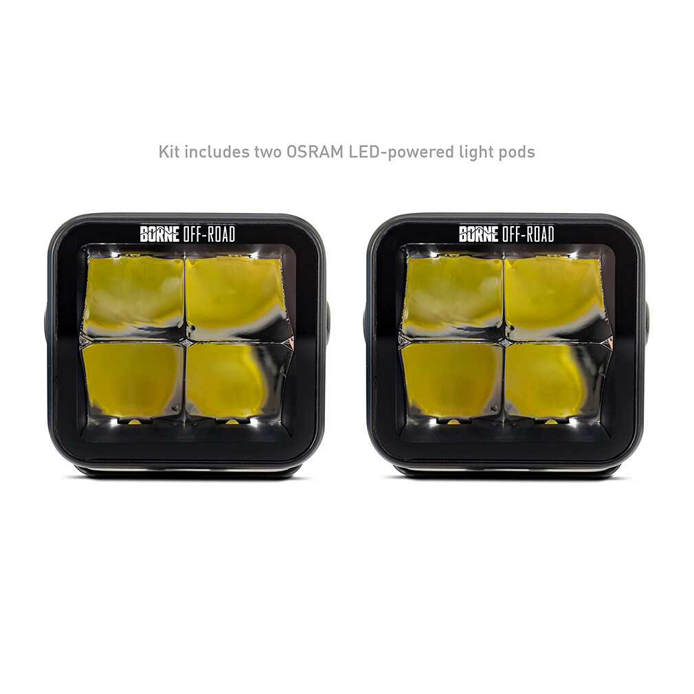 Borne Off-Road Light Pod Pair 3x3 Spot