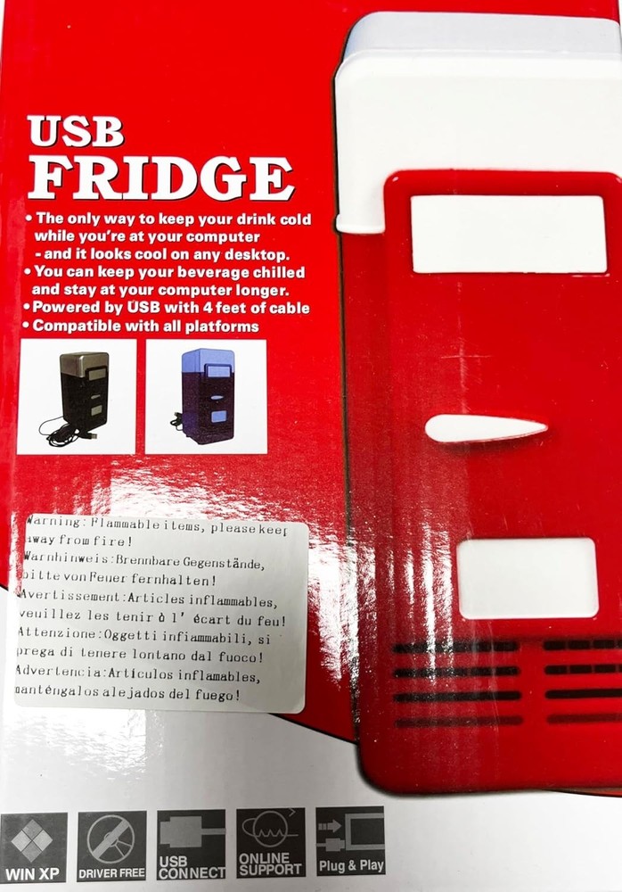 Versatile Mini USB Fridge with Cooling & Heating - Red Design for Office