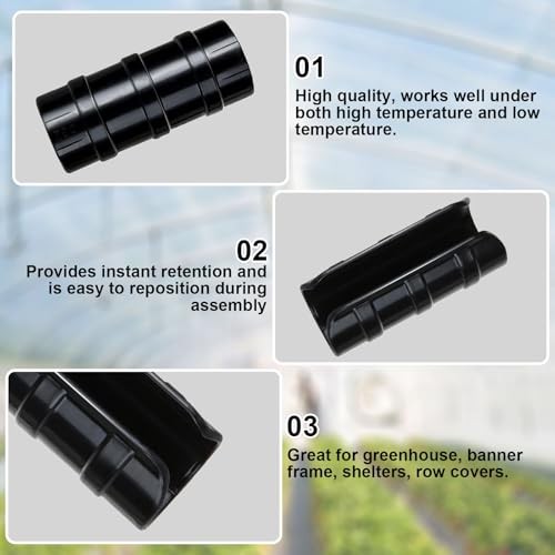 80PCS 3/4 inch Greenhouse Clips Greenhouse Clamps Plastic Clamps Garden Black