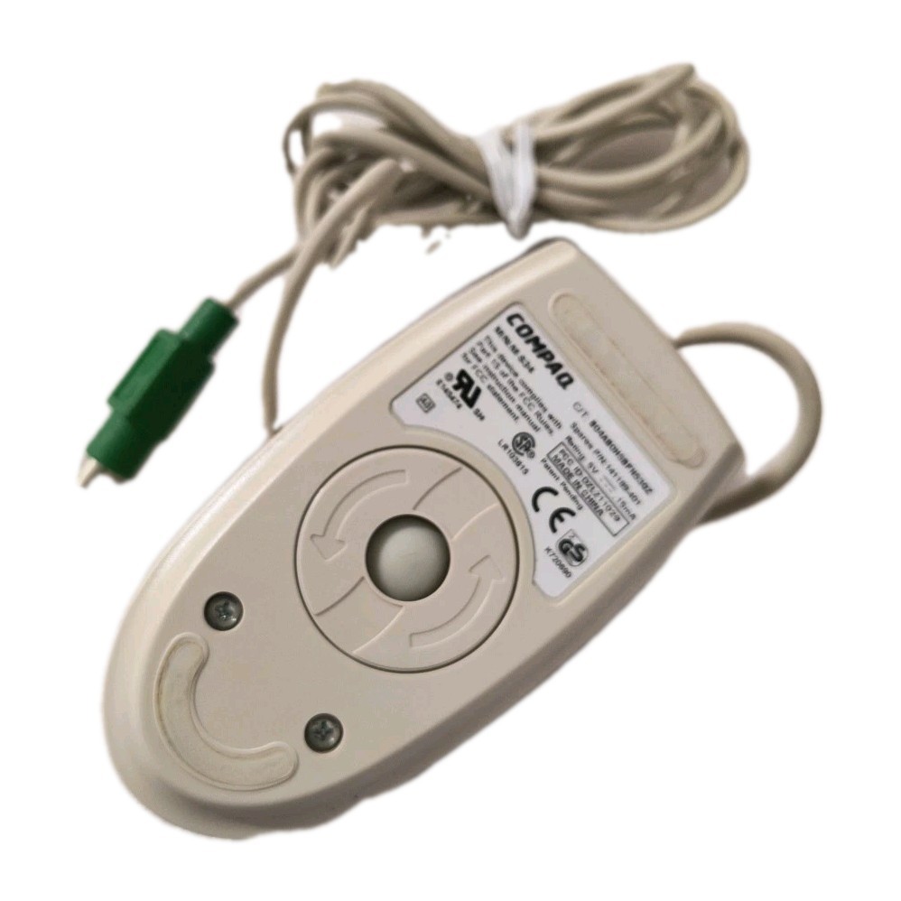 VINTAGE COMPAQ M-S34 2 BUTTON MECHANICAL PS2 MOUSE DS-BIN6-2